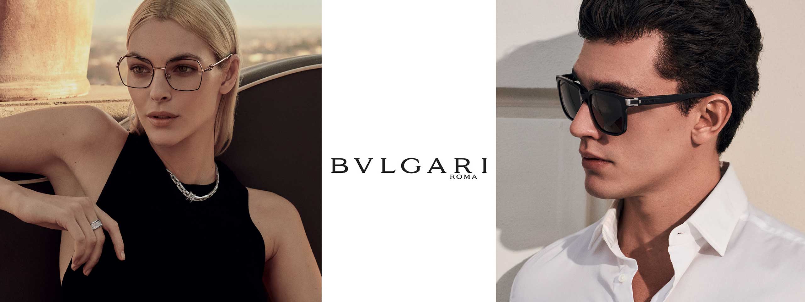 BVLGARI: Frau mit Brille und Mann mit Sonnenbrille